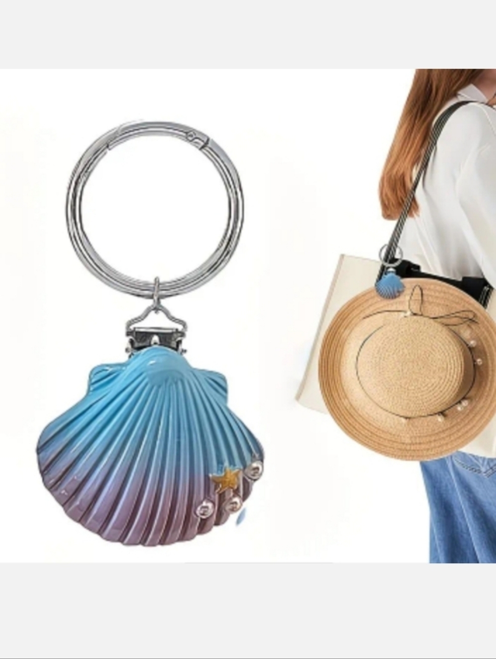 🆕️👒🐚BLUE & PURPLE SEA SHELL HAT CLIP 🐚👒